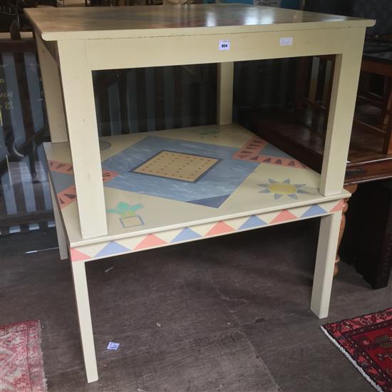 Pair of square painted tables(-)